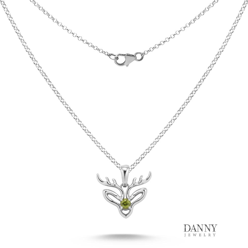 Mặt Dây Danny Jewelry Bạc 925 Xi Rhodium Hình Tuần Lộc Đính Đá Peridot MD019