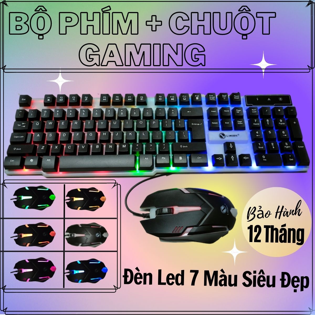 Bộ Phím Chuột Gaming Thiết Kế Led 7 Màu Cực Đẹp Phù Hợp Với Các Nhu Cầu Chơi Game, Giải Trí, Làm Việc