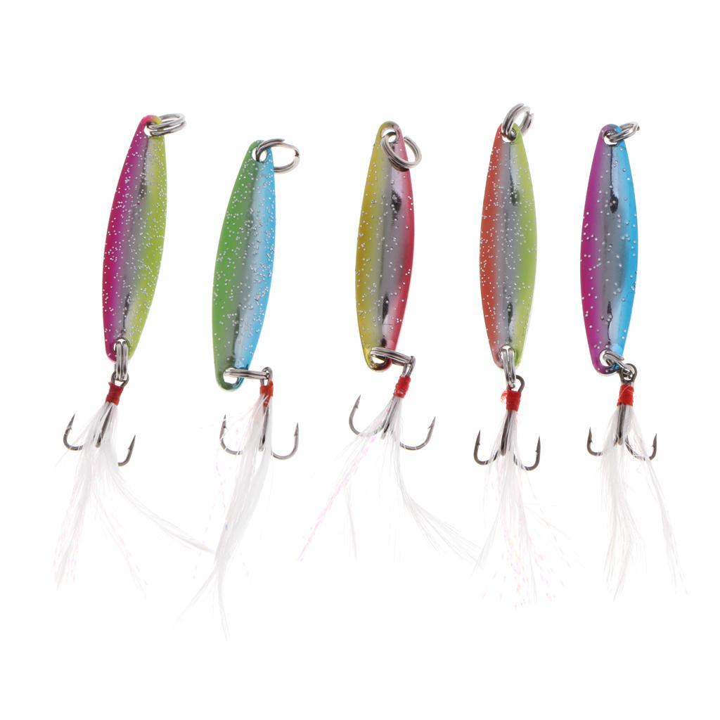 5pcs Spoon Hard Hook Salmon Bass Metal Fishing Baits 5g