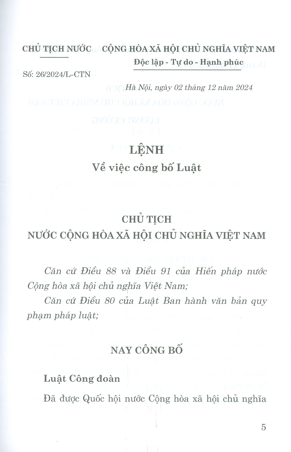 Luật Công Đoàn Năm 2024 - bản in 2025