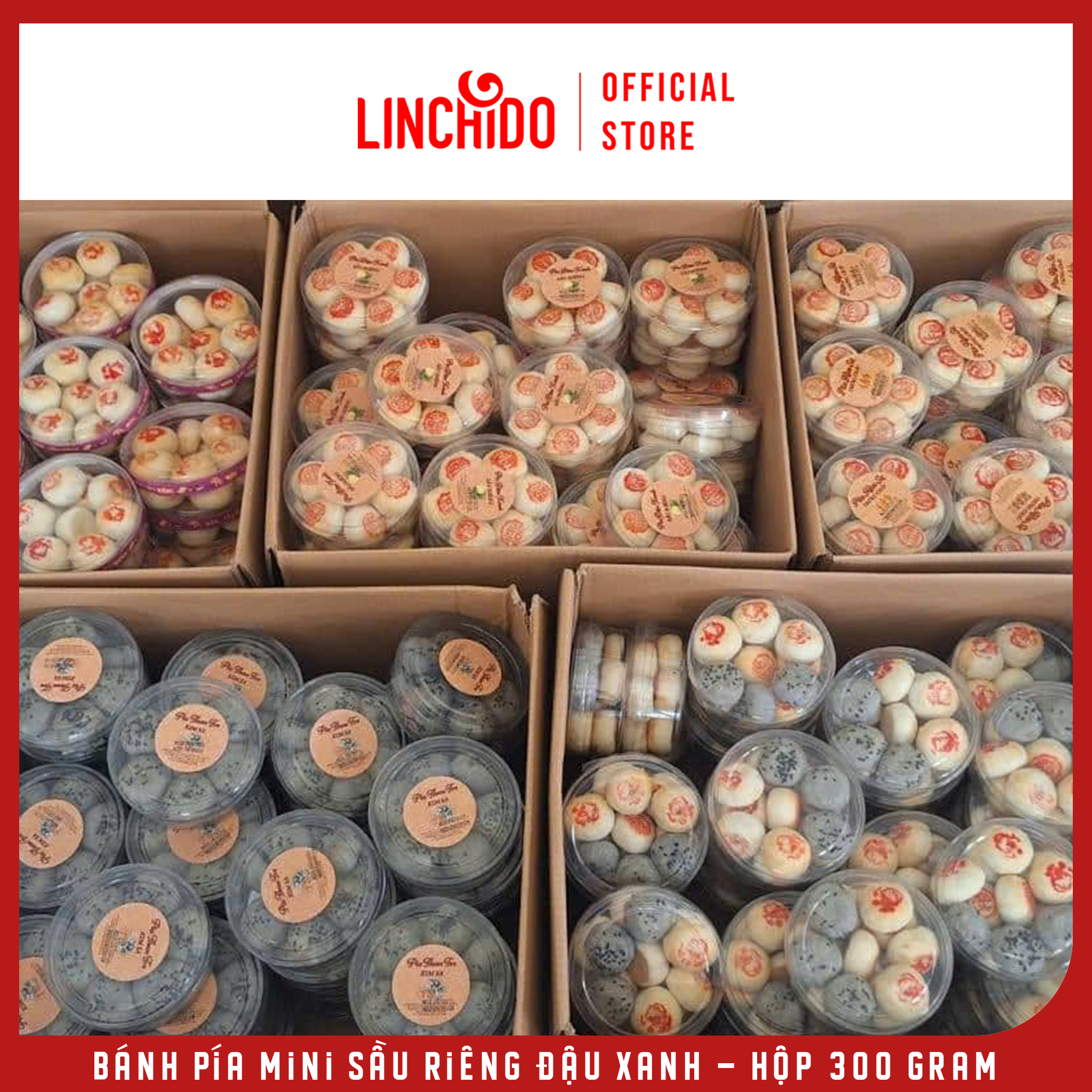 Bánh Pía mini Sầu Riêng Đậu Xanh - Hộp 300 Gram