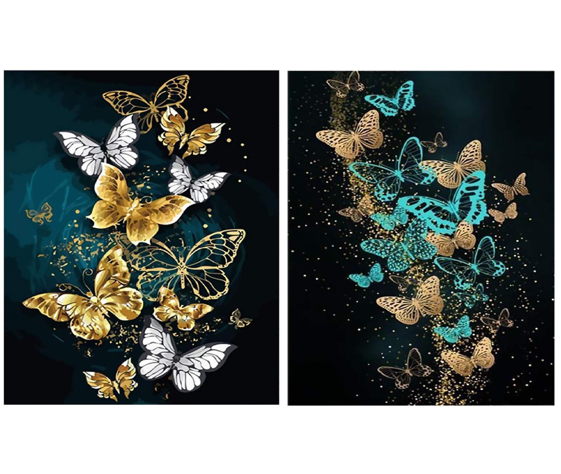 DIY 5D Diamond Paint, 2 mảnh Cross Stitch Kit thêu bộ dụng cụ vẽ kim cương cho phòng ngủ Sticker Wall Sticker, Butterfly