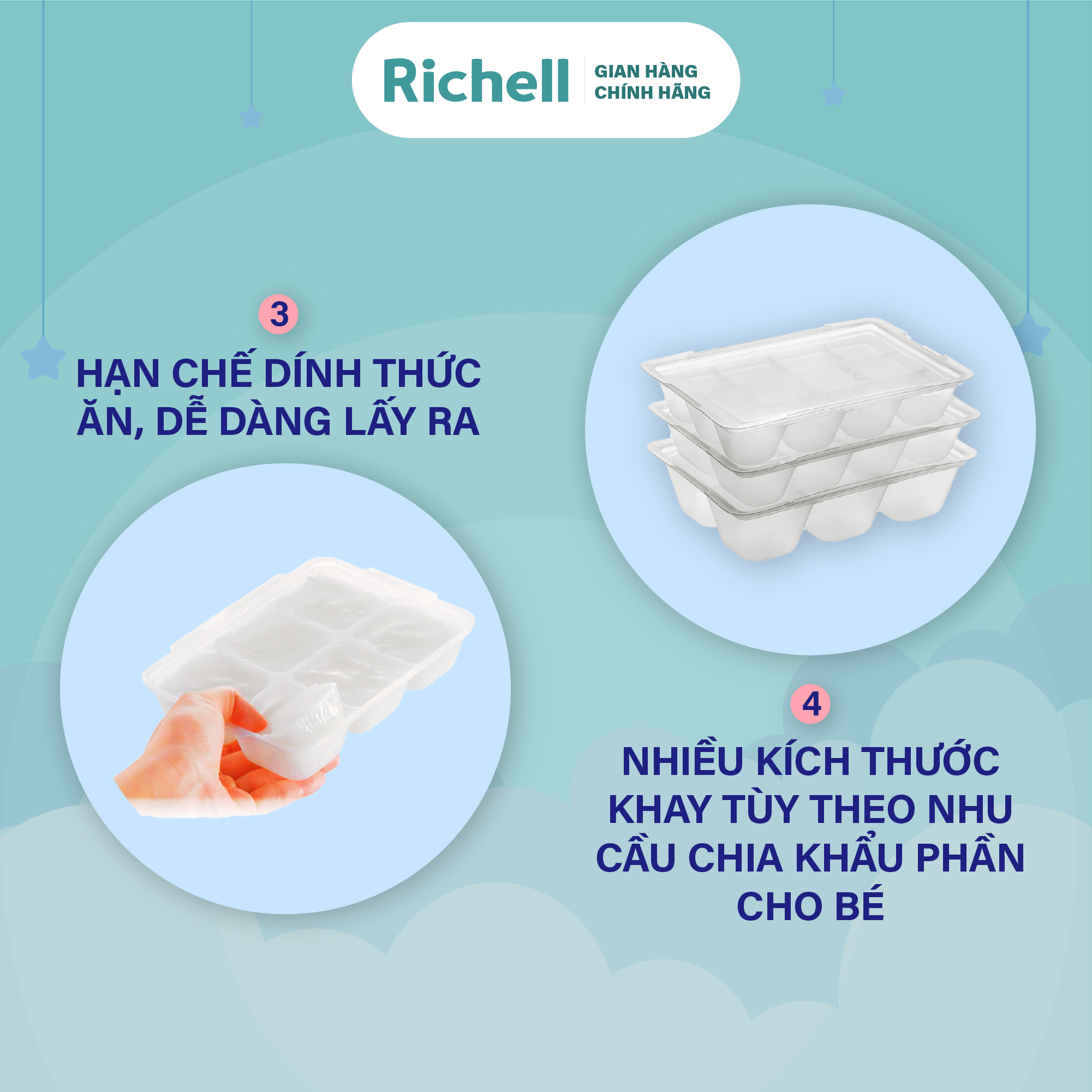 Bộ khay trữ đông thức ăn dặm Richell