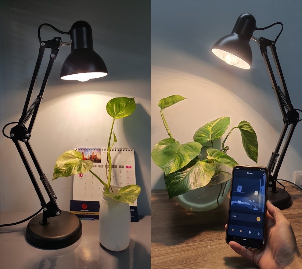 Đèn quang hợp, đèn trồng cây để bàn thông minh, điều khiển hẹn giờ bật tắt từ xa qua app Smart life qua wifi sử dụng đèn quang hợp 9W