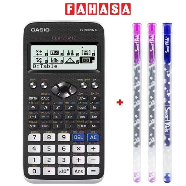 Máy Tính Casio FX 580 VN X - Màu Đen - Tặng Kèm 3 Bút Gel G01 0.5 mm (2 Mực Tím + 1 Mực Xanh)