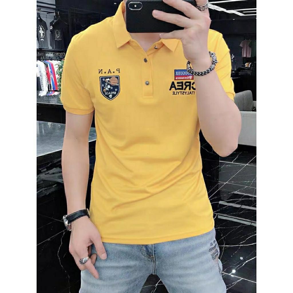 Áo thun nam có cổ tay ngắn chất vải thun cotton co giãn thoáng mát - mkt22