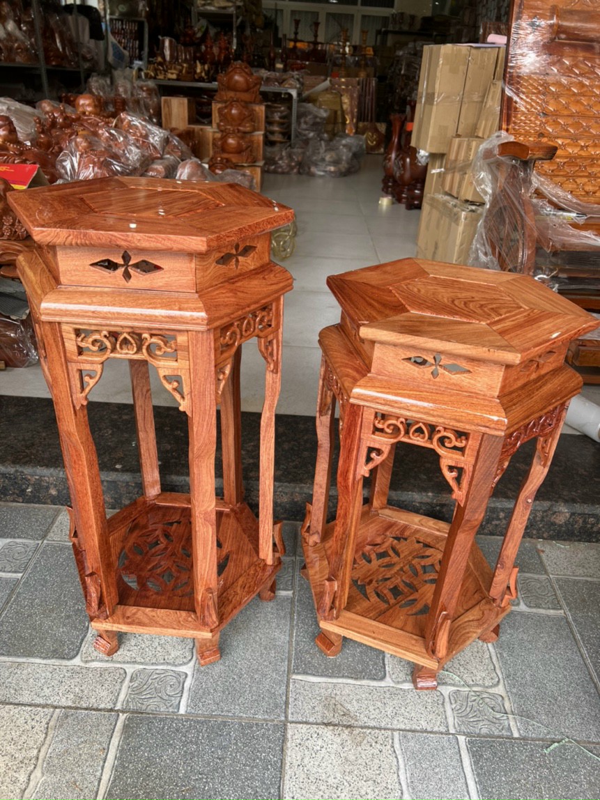 Đôn chiện lục giác-Đôn lục lăng kê tượng kê đồ trang trí nhà ở cao 70-80 mặt 32 cm