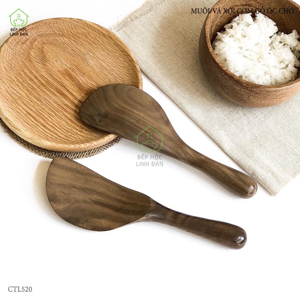 Muôi/vá xới cơm, vét bột, trộn salad_Gỗ óc chó nhập khẩu siêu sạch