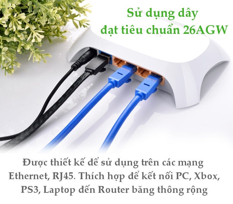 Dây mạng bấm sẵn 2 đầu Cat6 UTP Patch Cords dài 20M UGREEN NW102 11206 - Hàng chính hãng