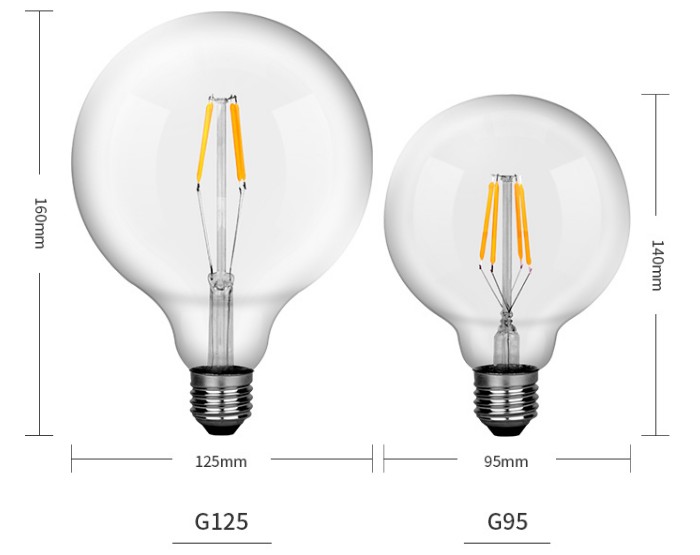 Bộ 8 bóng đèn Led Edison G125 16W đui E27