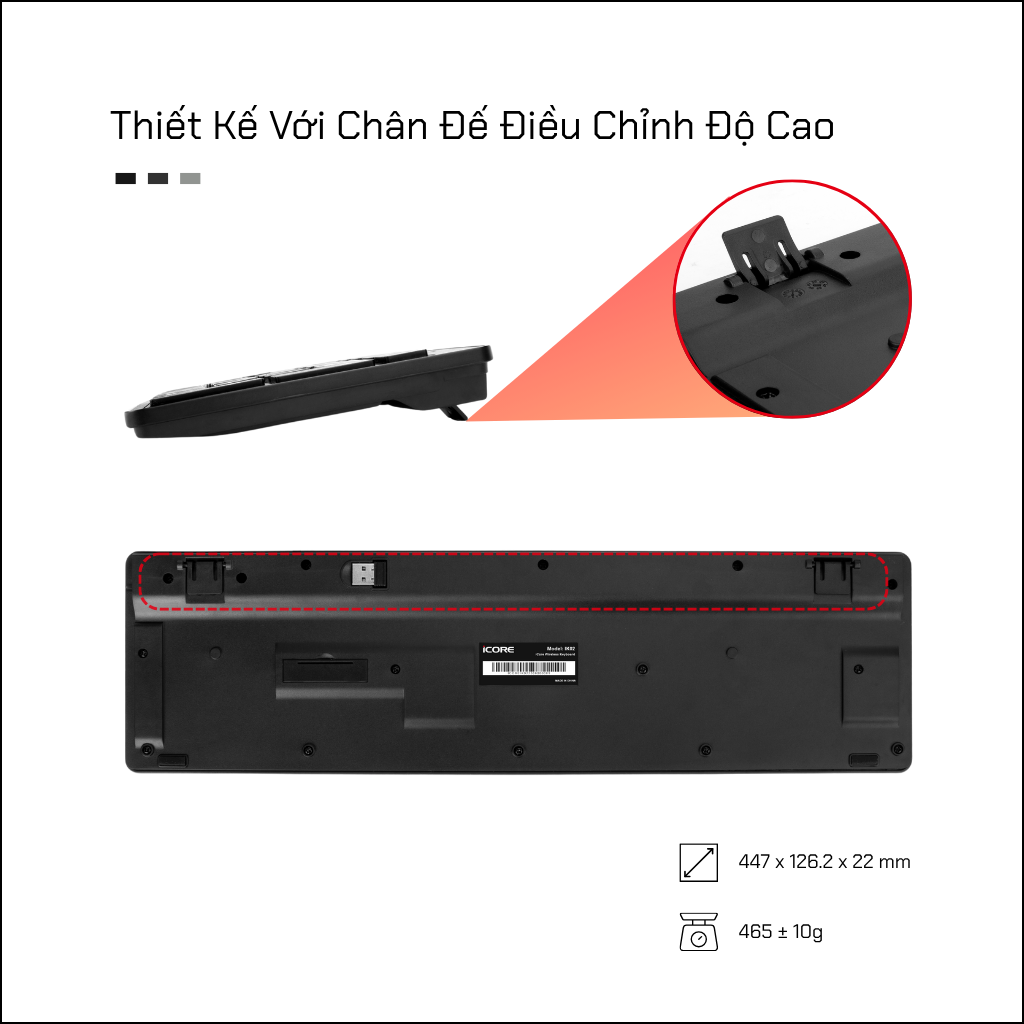 Bàn Phím Không Dây iCore IK02 - Bàn Phím Máy Vi Tính Full Size Tích Hợp Multimedia - Hàng chính hãng