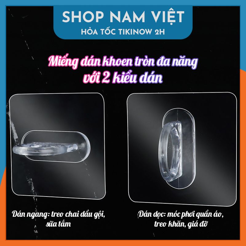 Miếng Dán Khoen Đa Năng Treo Chai Sữa Tắm, Dầu Gội, Móc Quần Áo
