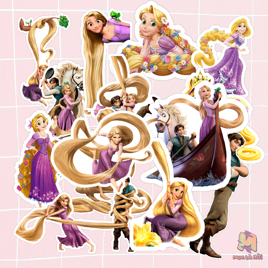 Miếng dán Stickers chủ đề Công chúa tóc mây