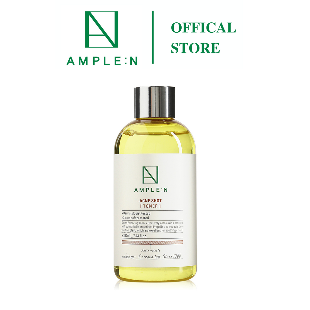 Nước hoa hồnghăm sóc da mụn và nhạy cảm Ample:N Acne Shot Toner 220ml