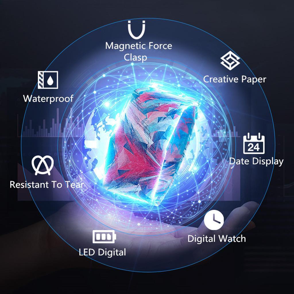 Adult Kids Digital LED Waterproof Paper Wrist Watch Lae Mae