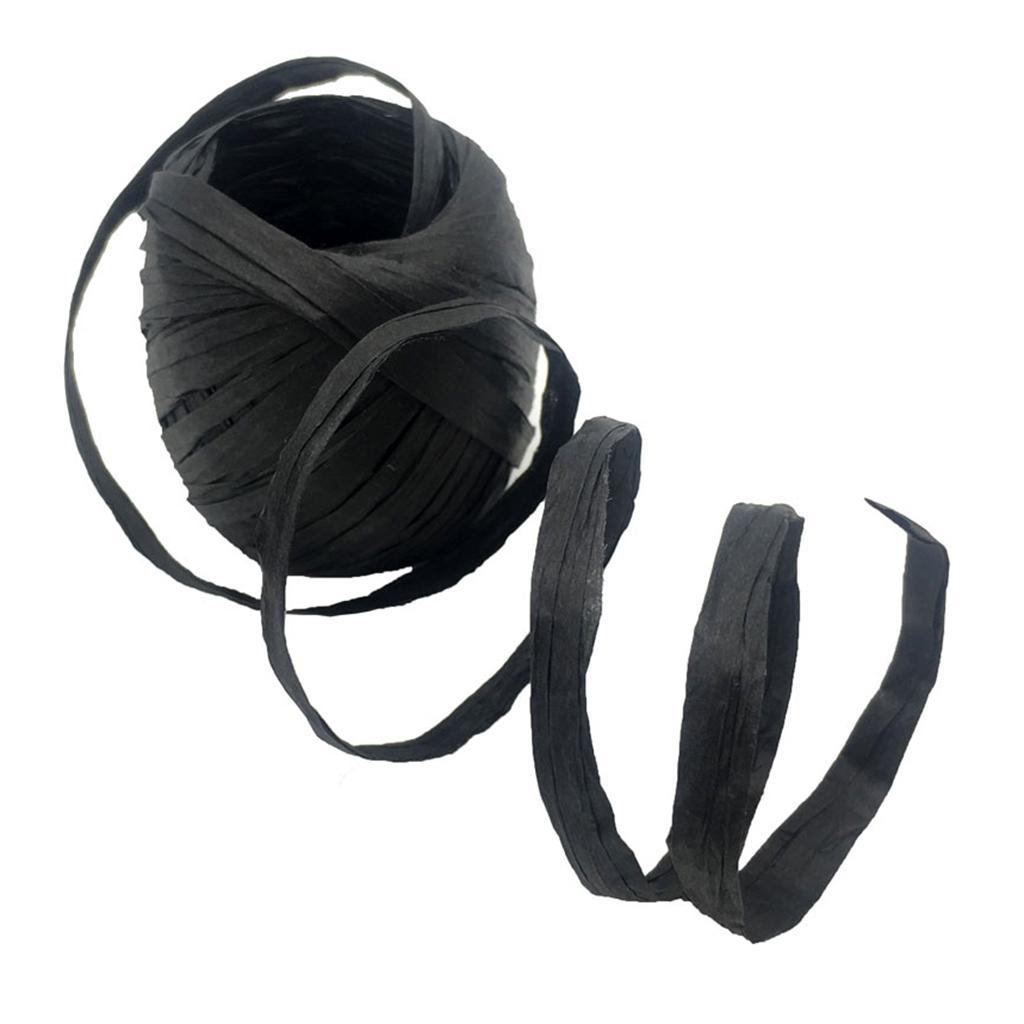 4-6pack 20m/Roll Raffia Paper Ribbon Gift Package String Scrapbooking black
