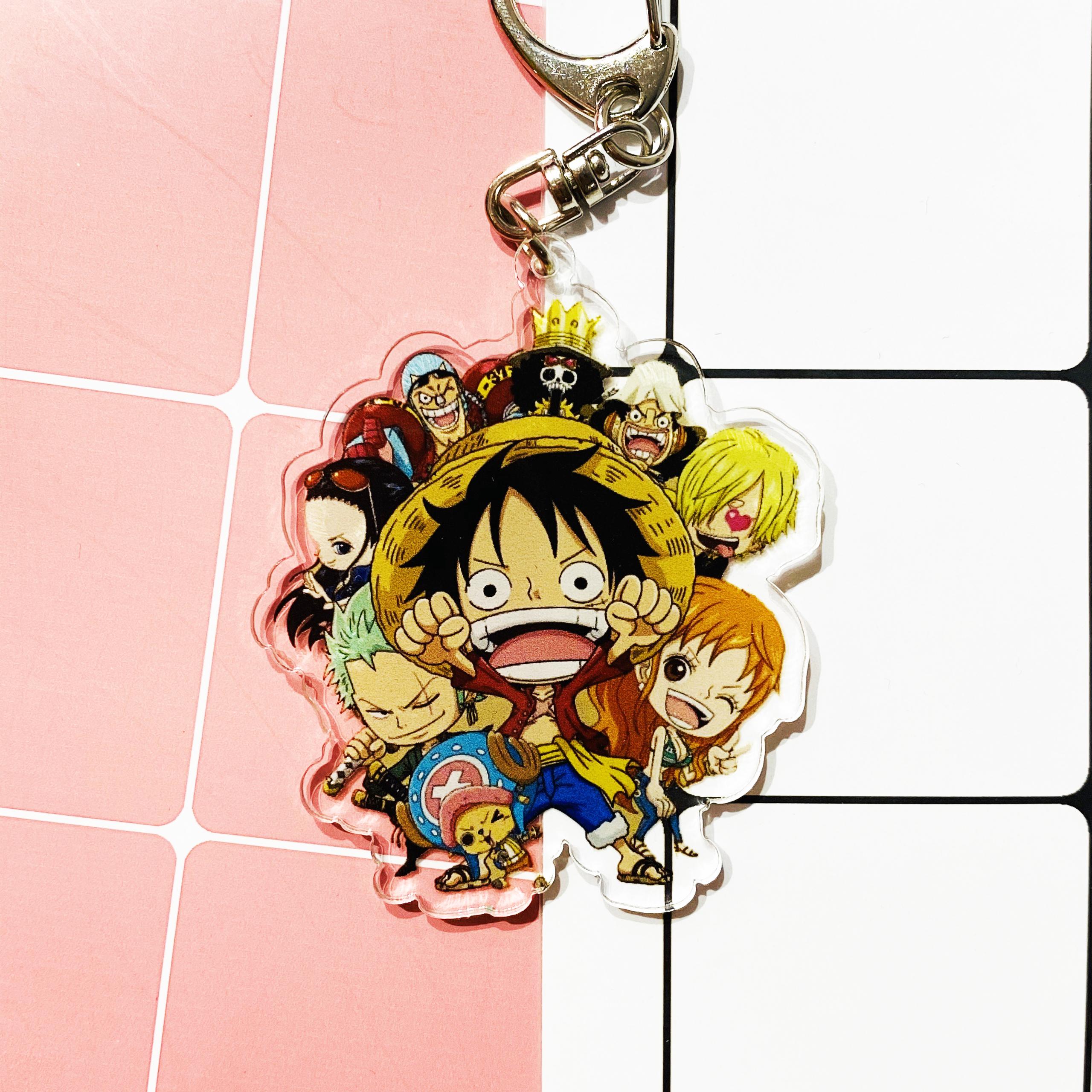 ( Mica trong acrylic ) Móc khóa One Piece Đảo hải tặc ver cả nhóm Luffy tặng ảnh Vcone