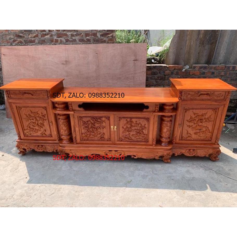 Kệ tivi Kệ tv gỗ gõ đỏ kệ cột nho 2.4m