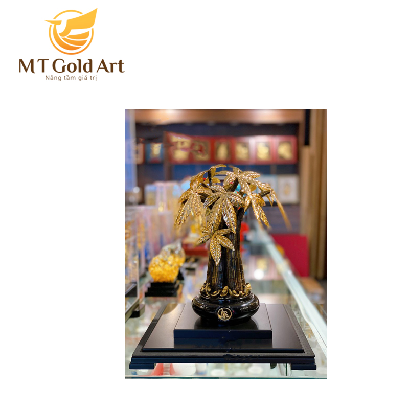 Cây kim ngân dát vàng MT Gold Art M03(40x30x30cm)- Hàng chính hãng, quà tặng dành cho sếp, khách hàng, đối tác