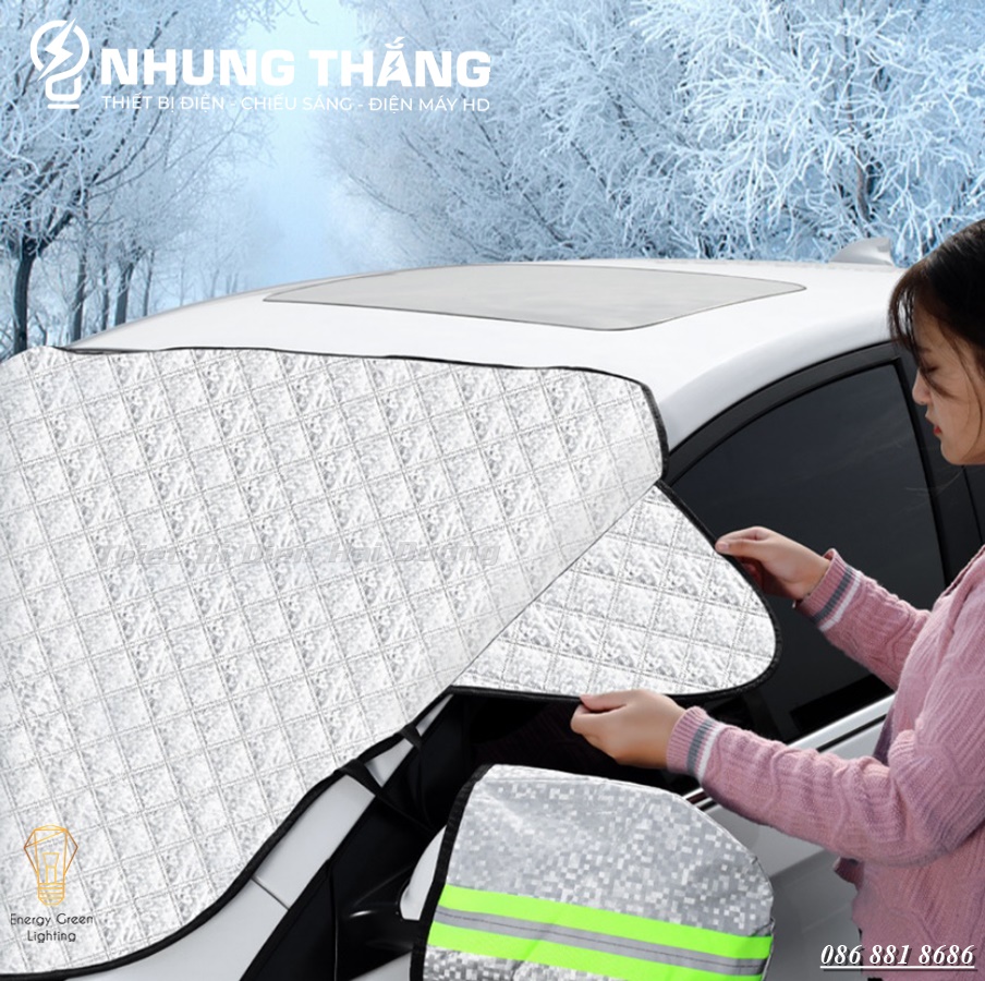Bạt Phủ Che Nắng R-3906 - Chống Nóng,Cách Nhiệt Kính Lái , Phủ Gương Ô Tô Xe Hơi - 3 Lớp Tráng Bạc Cao Cấp - CÓ VIDEO