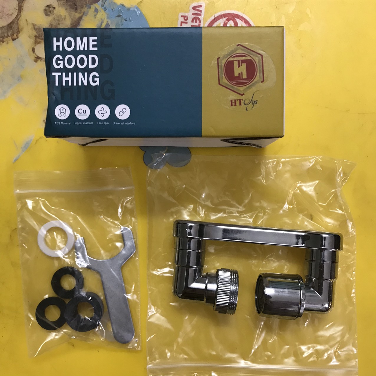 Loại Inox, Đầu Nối Vòi Nước Xoay 1080 Độ, Đầu Vòi Nước Thông Minh Lắp Bồn Rửa Mặt, Bồn Rửa Chén - Hàng Nhập Khẩu