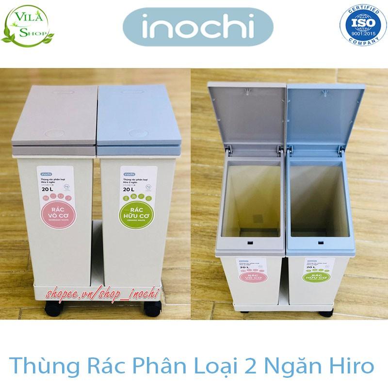 Thùng Đựng Rác, Thùng Rác Phân Loại 2 Ngăn Thông Minh INOCHI, Nhựa Cao Cấp Tiêu Chẩn Nhật Siêu Bền