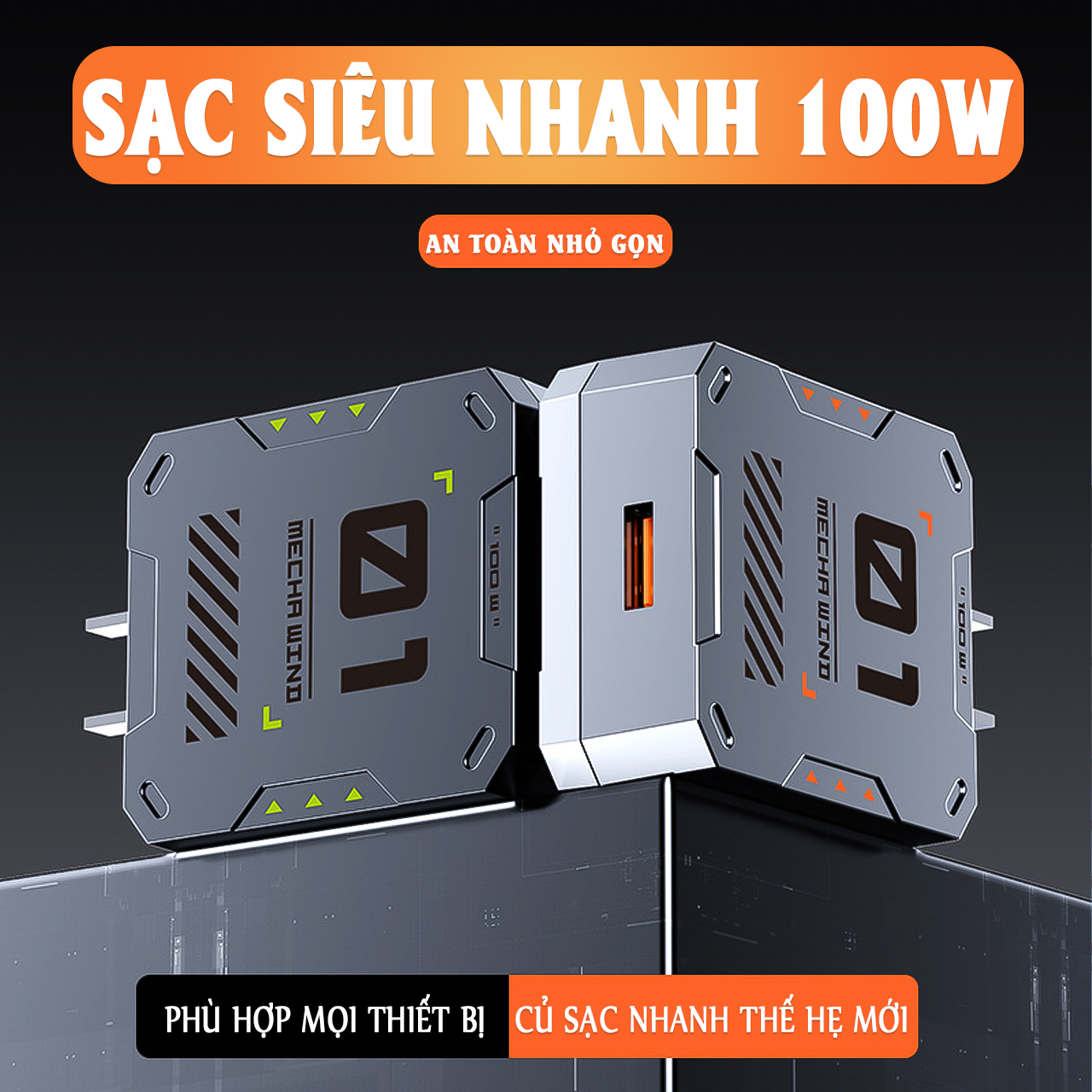 Dock sạc nhanh 6A Vinetteam Hỗ Trợ Sạc Nhanh 100W trong Hộp Kim Loại Cao Cấp - Hàng chính hãng