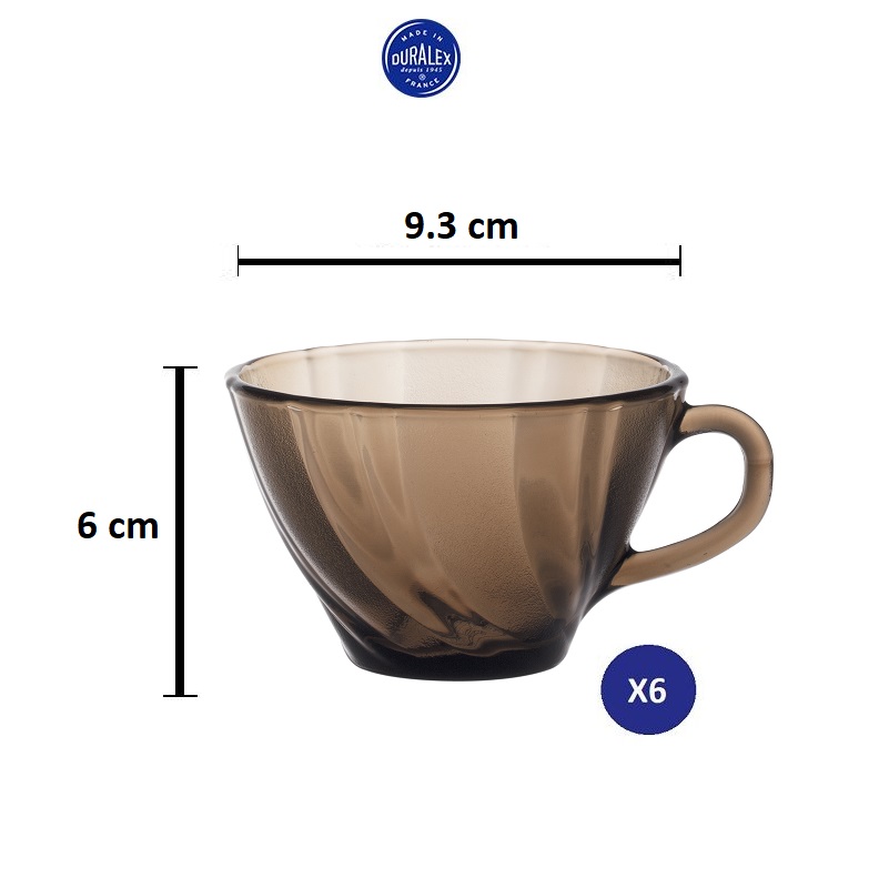 Bộ 6 tách D4002C Duralex - Beau Rigave nâu khói Creole 180ml Thủy tinh cường lực cao cấp Pháp