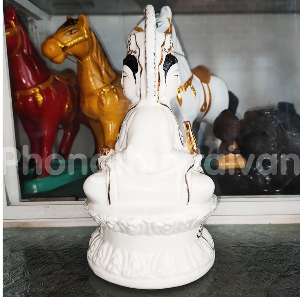 Tượng Quan Âm Áo Trắng Viền Vàng Cao 19cm
