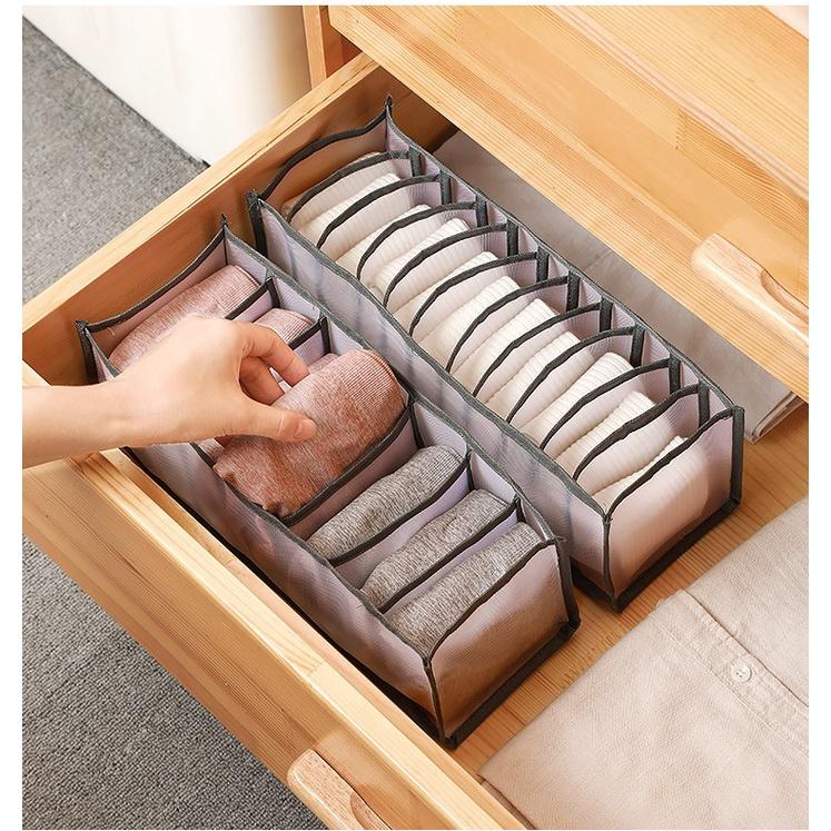 Túi vải đựng quần áo chia ngăn, hộp đựng đồ lót tất vớ gấp gọn tiện dụng tiết kiệm không gian