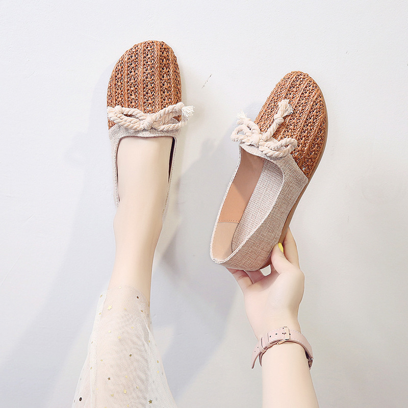 Giày lười nữ vải mềm thoáng khí êm chân đế cao 2cm