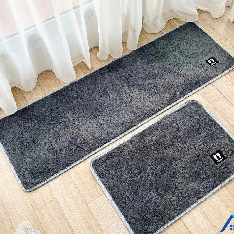 Bộ 2 Thảm Nhà Bếp Lông Cừu Cao Cấp Chống Trơn Trượt – Thảm Lau Chân 40x60 &amp; 40x120cm Hút Nước Nhanh, Bám Sàn Tốt, Siêu Bền - HÀNG CHÍNH HÃNG MINIIN