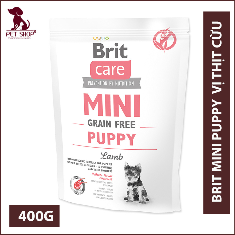 [VỊ THỊT CỪU]Thức Ăn Cho Chó Phốc Huơu Dưới 12 Tháng Tuổi, Chó Mẹ Cho Con Bú - Brit Care Mini Grain Free Puppy