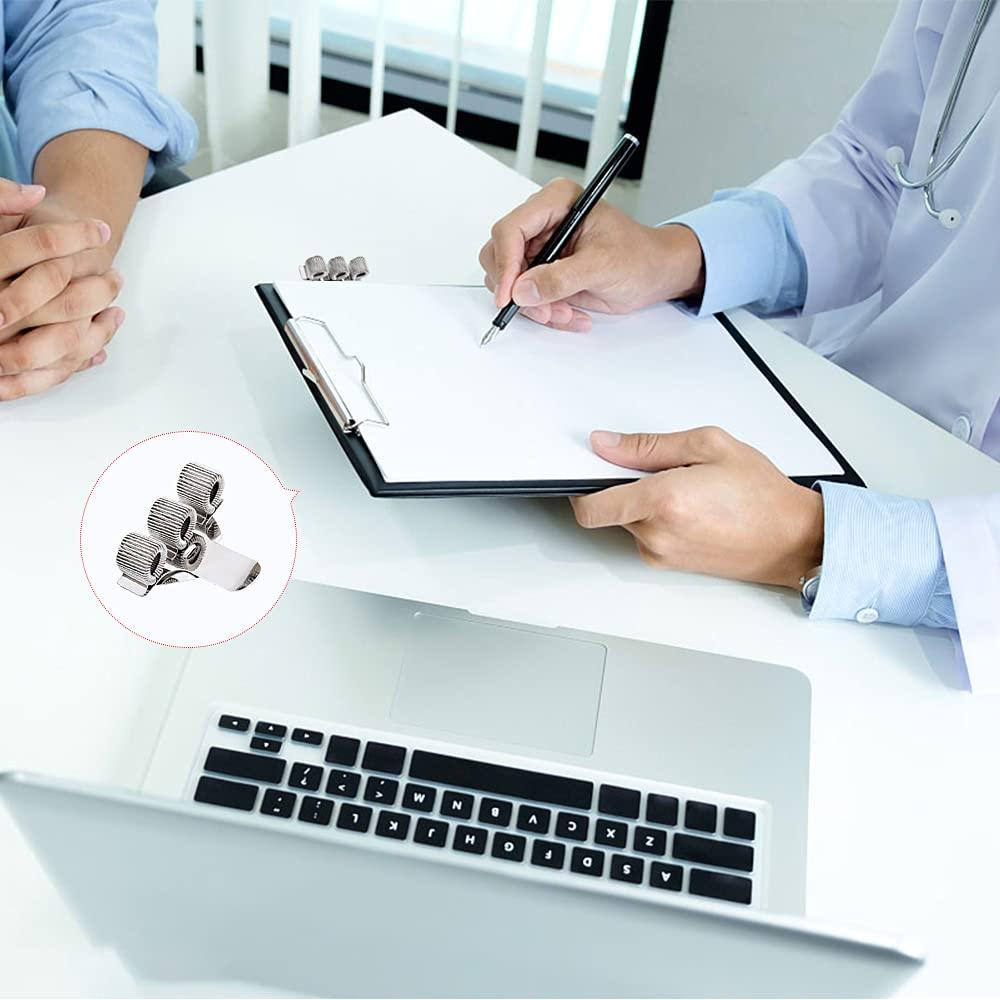 Người giữ túi bỏ túi kẹp pin clip, 10 miếng kim loại có giá đỡ bằng thép không gỉ kẹp bút chì clip been clip bạc ba lỗ/2 lỗ giữ bút kim loại cho nhà, văn phòng, bác sĩ, phi công