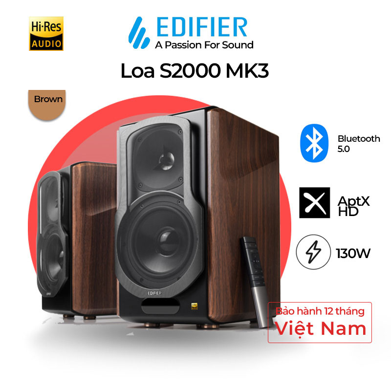 Loa Bluetooth 5.0 EDIFIER S2000 MK3 Bookshelf active Công suất 130W Hires Audio kết nối AptX HD - Hàng chính hãng