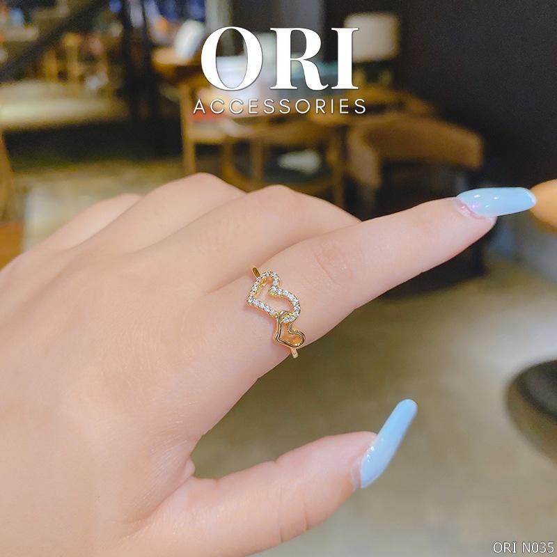 Nhẫn nữ Freesize trái tim Double Heart thời trang xinh xắn ORI ACCESSORIES N035