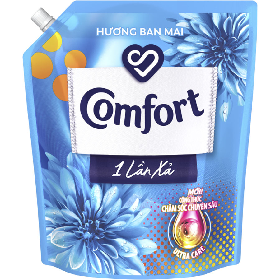 Nước Xả Làm Mềm Vải Comfort Giữ Màu &amp; Bền Vải Hương Ban Mai Đậm Đặc Một Lần Xả 3.2L