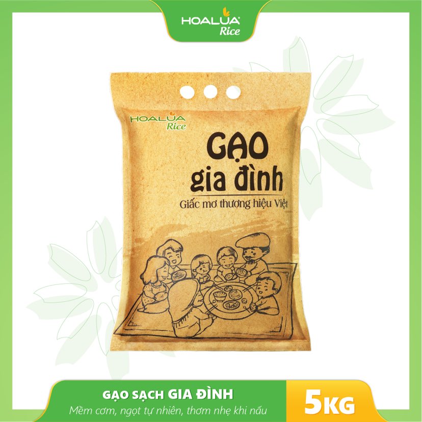 Gạo Gia Đình - Túi 5kg - Dẻo Vừa, Tơi Cơm, Thơm Nhẹ
