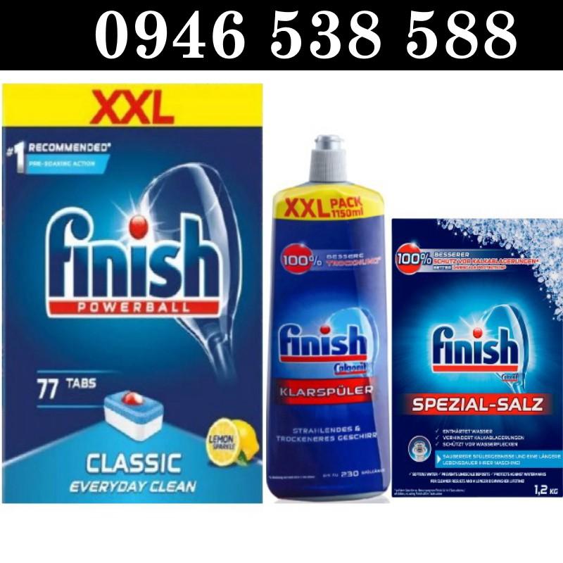 Combo bóng finish 1150ml + viên finish 77 tabs + 1.2kg muối rửa bát Finish