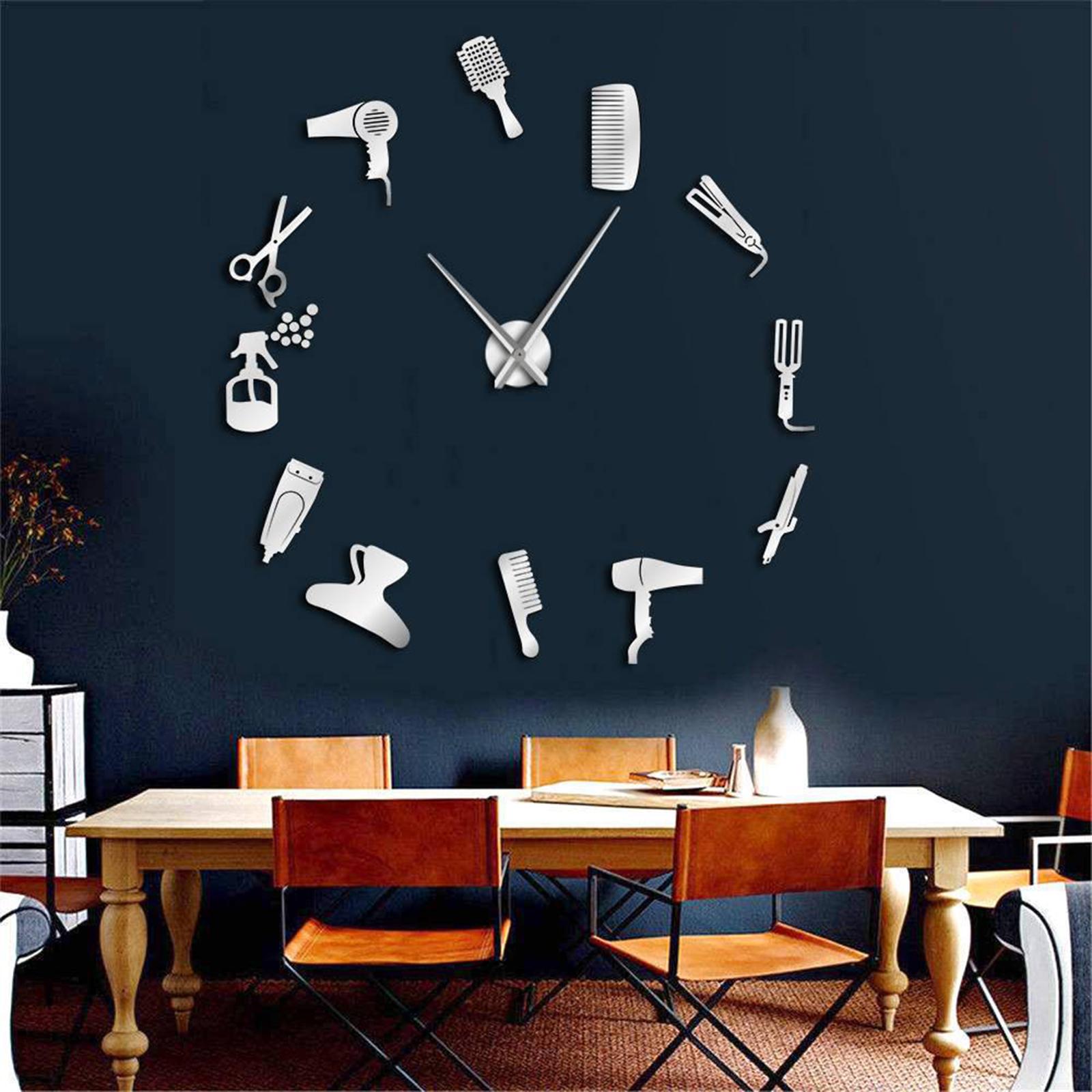 Wall Clock Acrylic Modern DIY 3D Mirror Sticker Home Office Clocks