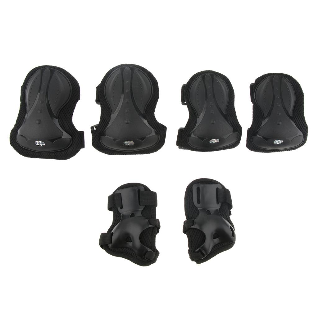 6 Pcs Adult Roller Skating Bicycle Safety Knee Wrist Guard Elbow Pad Blue