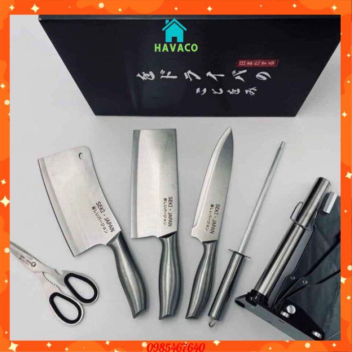 BỘ DAO NHẬT INOX 6 MÓN NHÀ BẾP CAO CẤP KÈM KHAY ĐỰNG