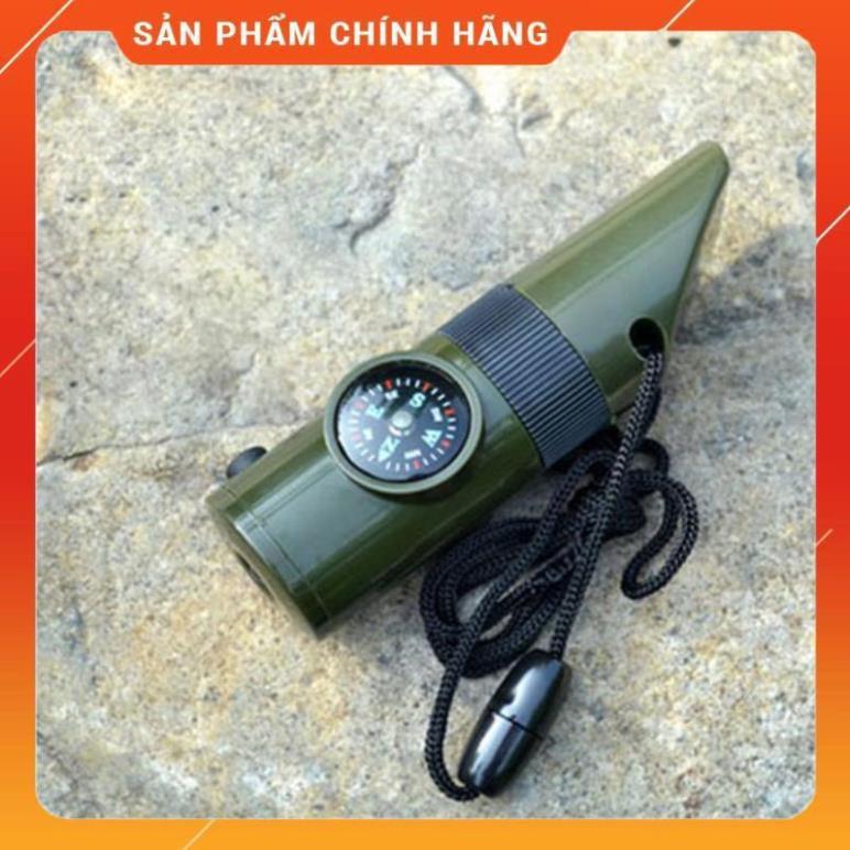 Móc khóa la bàn nhiệt kế còi thổi 6 chức năng tặng khăn đa năng đi phượt 206627206311