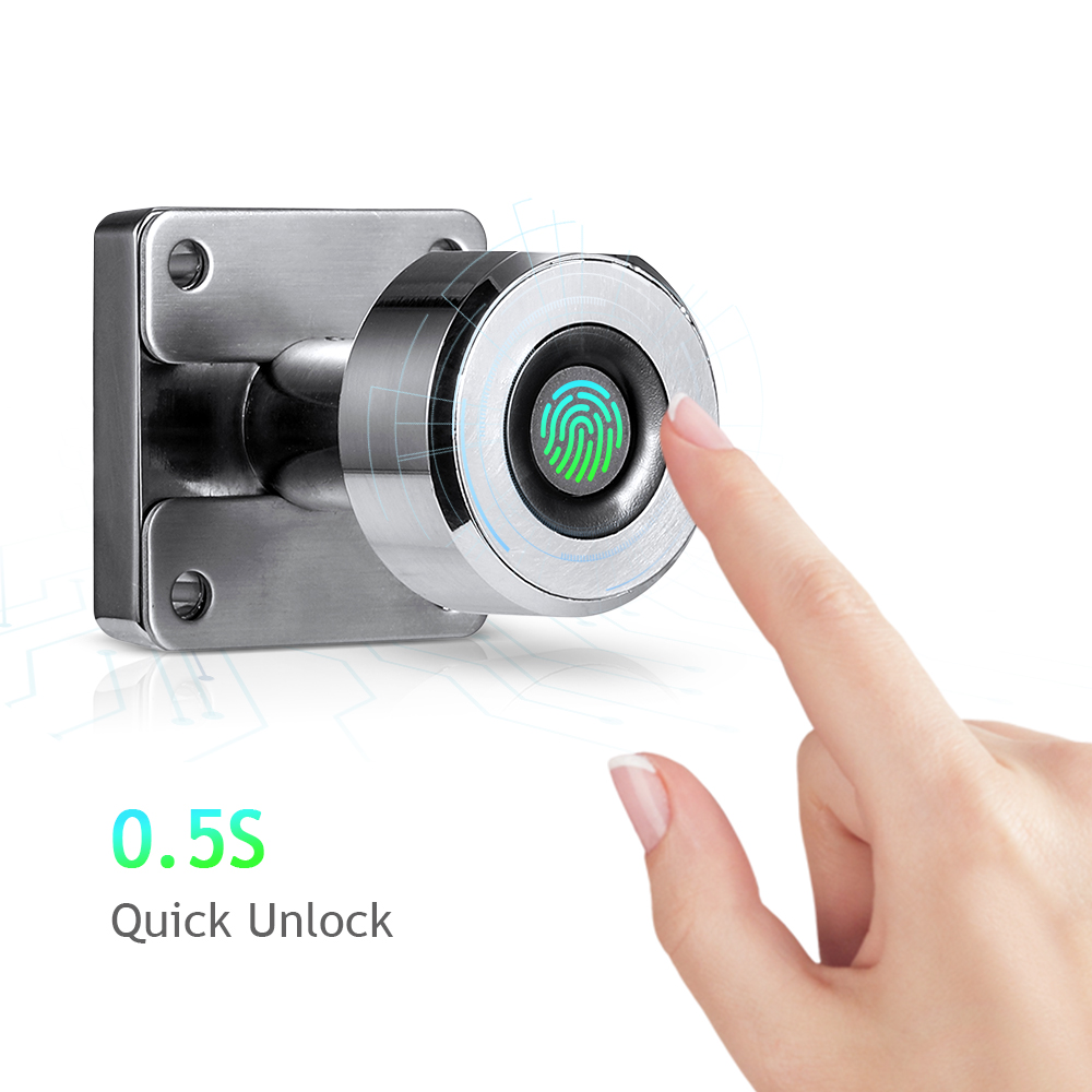 Khóa ngăn kéo thông minh bằng vân tay & APP bằng hợp kim kẽm và thép không gỉ 303,tích hợp pin lithium có thể sạc lại,Cổng sạc USB