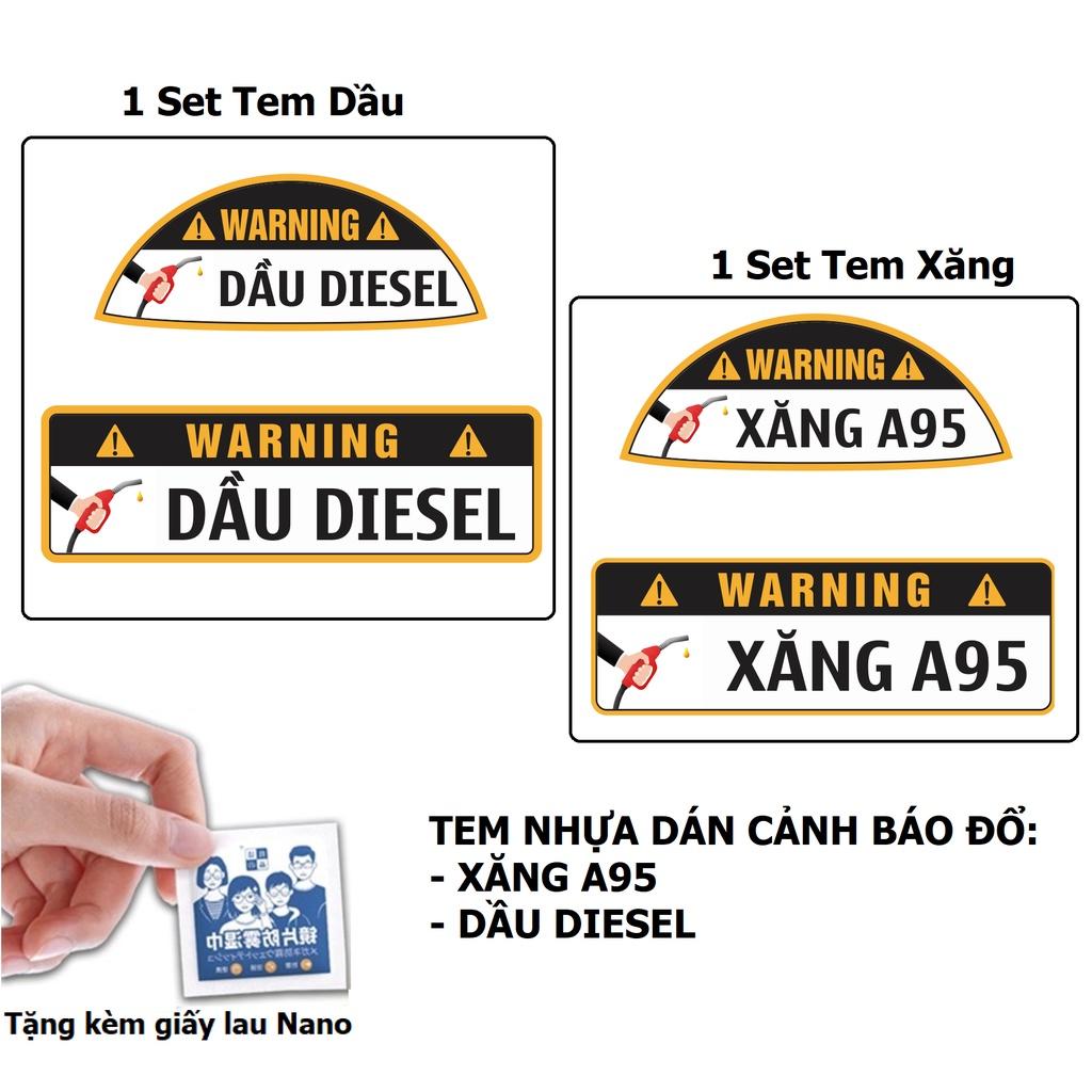 Tem Nhựa Dán Cảnh Báo Đổ Xăng - Đổ Dầu Diesel Cho Xe Hơi, An Toàn, Tiện Dụng Khi Đổ Xăng, Tránh Nhầm Lẫn. TakyHome 9100