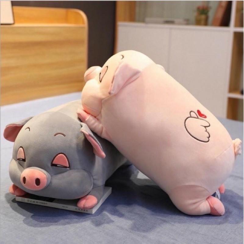 Bộ chăn gối gấu bông heo phê cần, gấu bông kèm chăn 3in1 chất vải miniso
