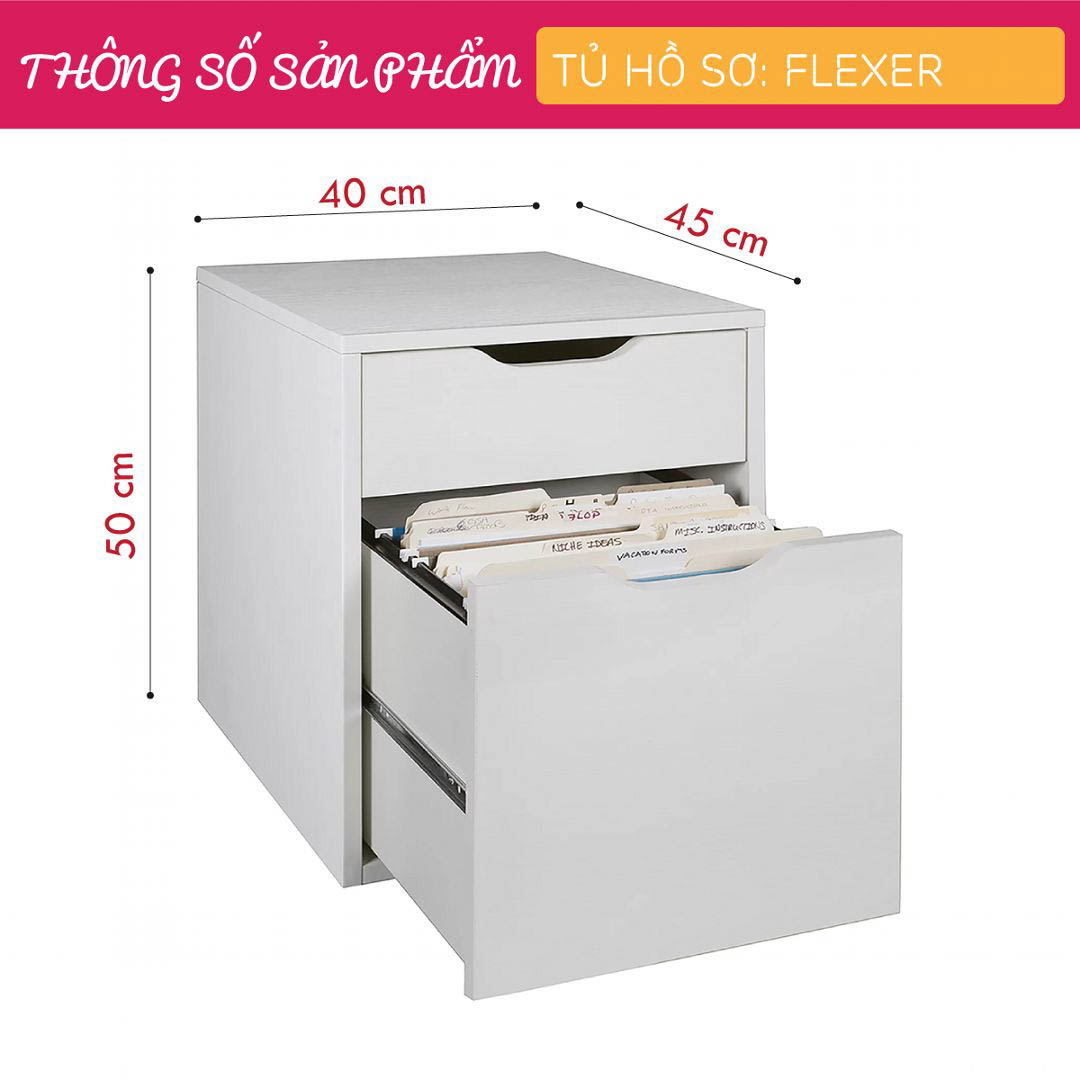 Tủ đựng tài liệu, hồ sơ SMLIFE Flexer  | Gỗ MDF dày 17mm chống ẩm | D40xR45xC50cm