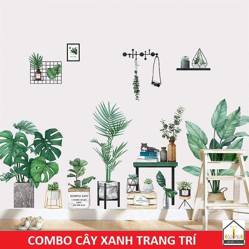 Decal dán tường trang trí mẫu CÂY XANH NHIỀU LOẠI - Tranh dán tường, trang trí nhà cửa, trang trí ban công