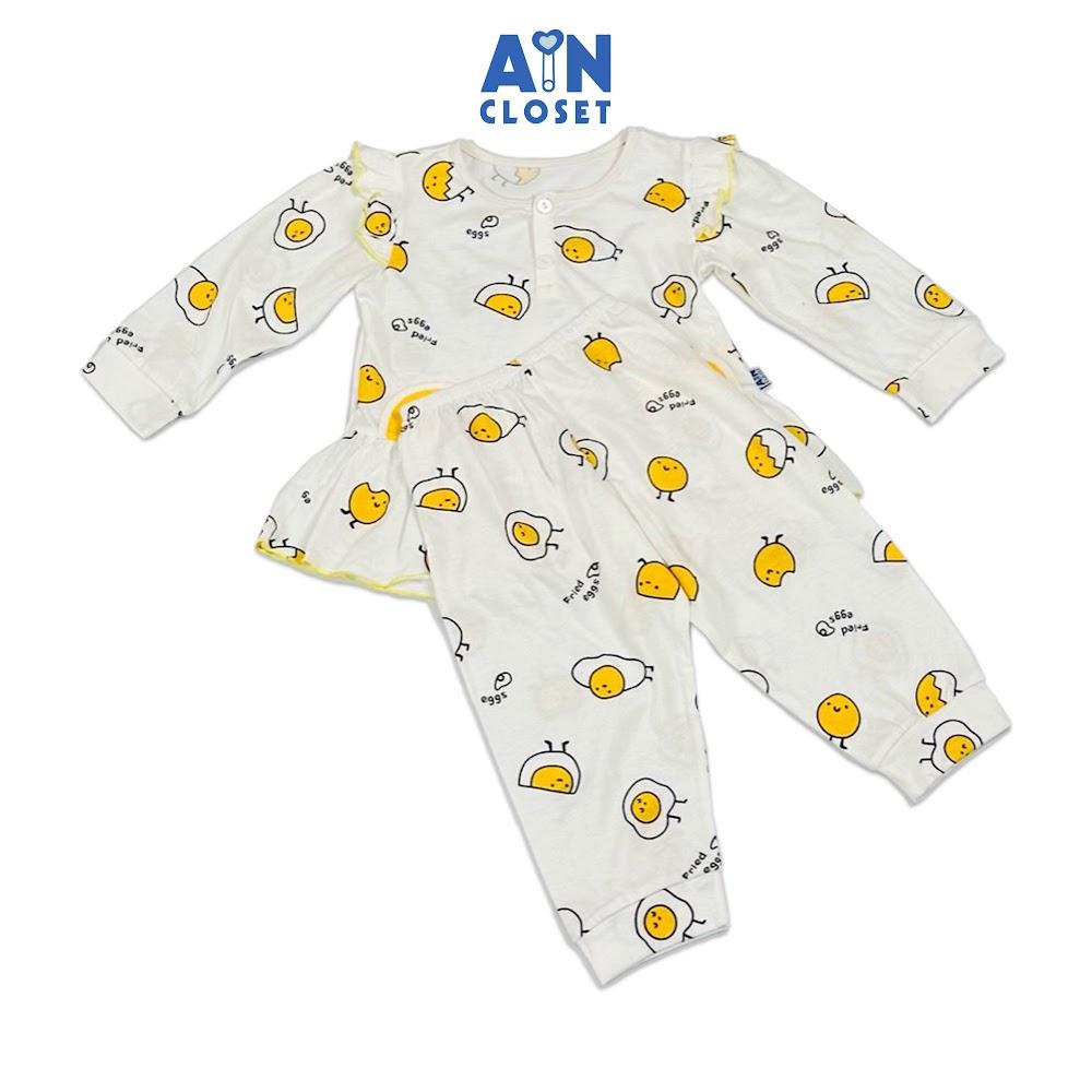 Bộ quần áo Dài bé gái họa tiết Trứng Lười Thun cotton - AICDBGMOXU40 - AIN Closet