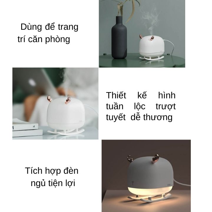 Máy phun sương tạo độ ẩm không khí  DSHJ-H-009 260ml sử dụng sóng siêu âm thiết kế hình hươu